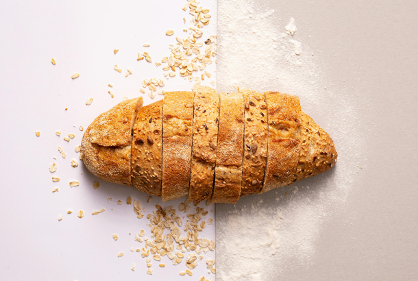 Image of a rustic loaf of bread and crumbs. Reflecting Jesus' fasting and God's provision