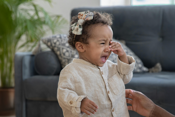 Toddler with a lot of feelings, crying